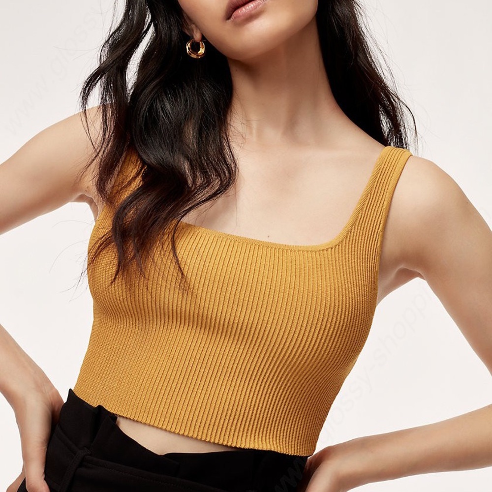 Aritzia Arjun Knit Crop Top - XS Cairo Gold